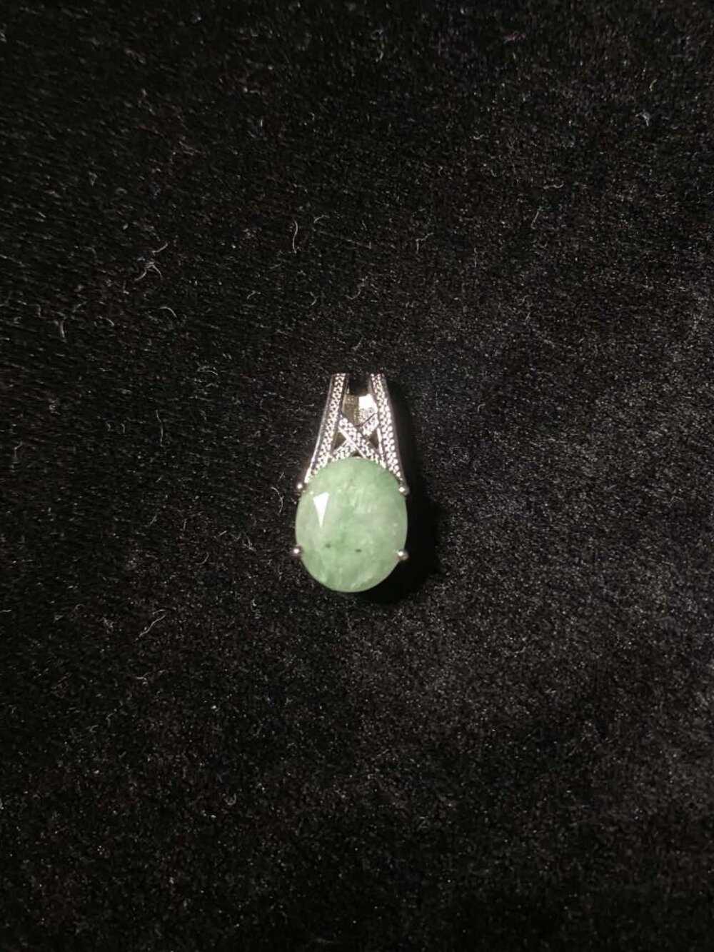 .925 Sterling Silver Oval Dyed Emerald Pendant